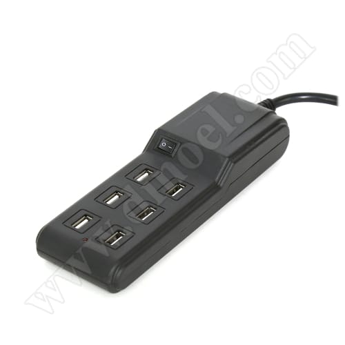 Разклонител Omega, OL6USB15B, 220V - 5V, 4.5A, USB x6, Black