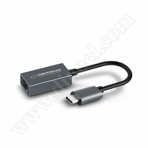Мрежова карта Esperanza, Gigabit, ENA102, USB 3.0 Type-C - RJ45, 1000Mbps