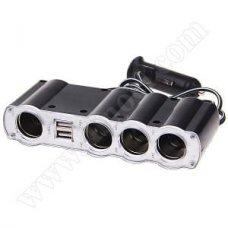 Разклонител за запалка на автомобил Omega, 4 sockets, 12V - 5V, 2x USB