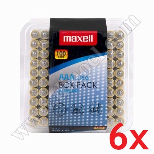 Батерии Maxell, 1.5V, LR03, AAA, Alkaline, 100бр.x6