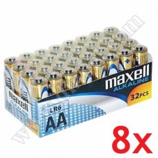 Батерии Maxell, 1.5V, LR6, AA, Alkaline,  32бр.x8