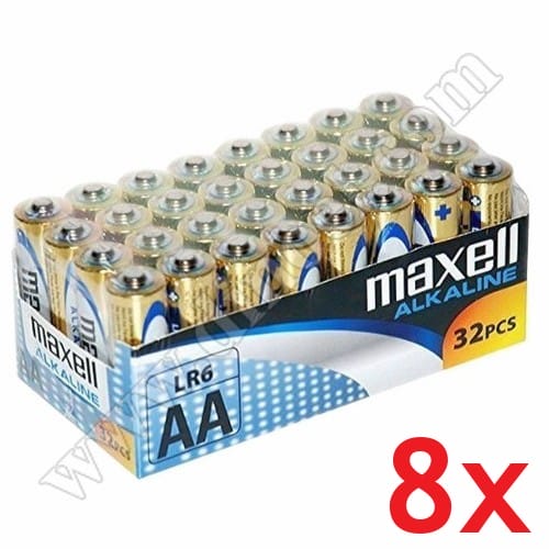 Батерии Maxell, 1.5V, LR6, AA, Alkaline,  32бр.x8
