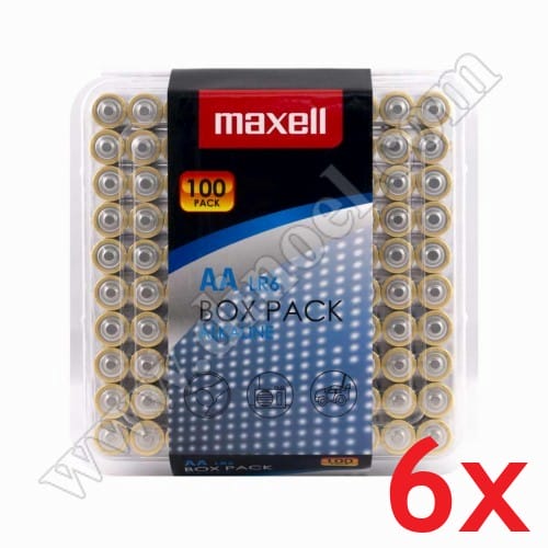Батерии Maxell, 1.5V, LR6, AA, Alkaline, 100бр.x6