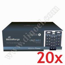 Батерии MediaRange, 1.5V, AG1, LR621, Alkaline Power, 200бр. (10бр.x20)