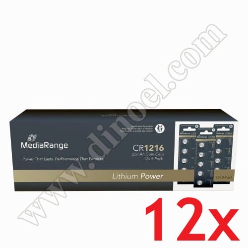 Батерии MediaRange, 3V, CR1216, Lithium Power, 60бр. (5бр.x12)