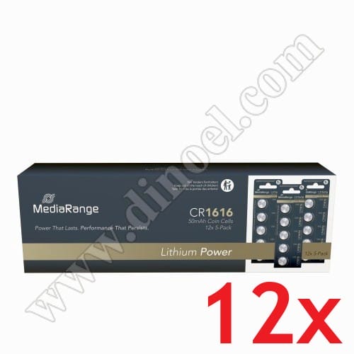 Батерии MediaRange, 3V, CR1616, Lithium Power, 60бр. (5бр.x12)
