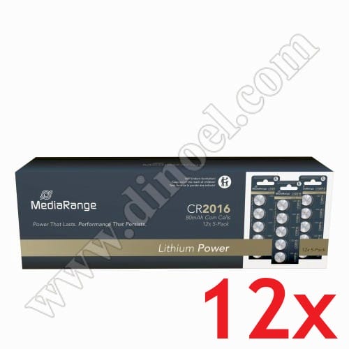 Батерии MediaRange, 3V, CR2016, Lithium Power, 60бр. (5бр.x12)
