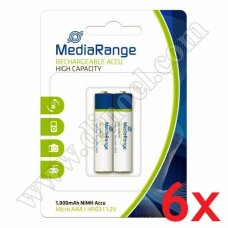 Батерии акумулаторни MediaRange, 1.2V, HR3, AAA, Accu, 1000mAh, 2бр.x6