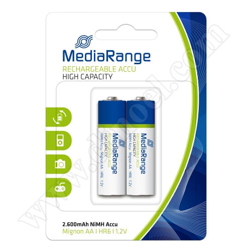 Батерии акумулаторни MediaRange, 1.2V, HR6, AA, Accu, 2600mAh, 2бр.