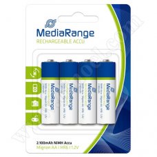Батерии акумулаторни MediaRange, 1.2V, HR6, AA, Accu, 2100mAh, 4бр.