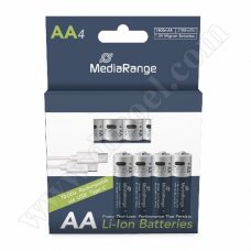 Батерии акумулаторни MediaRange, 1.5V, HR6, АА, Li-ion, USB-C, 1400mAh, 4бр.