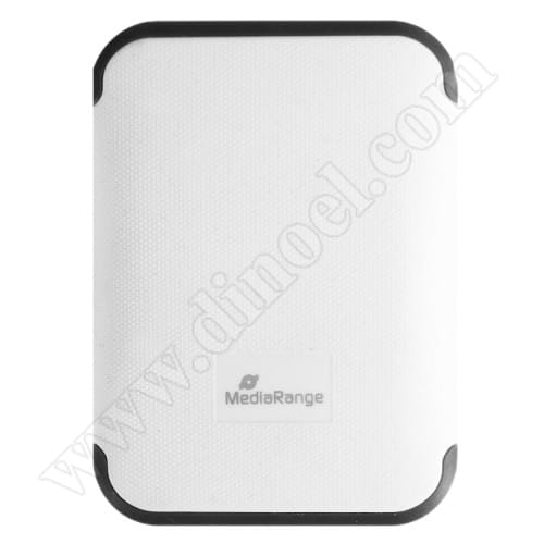 Външна батерия MediaRange,  6600 mAh, 2x USB, Power Bank, White