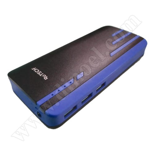 Външна батерия RoTech, 10000 mAh, 3x USB, Power, Bank, Blue