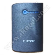 Външна батерия RoTech, 6000 mAh, 2x USB, Power Bank, Black