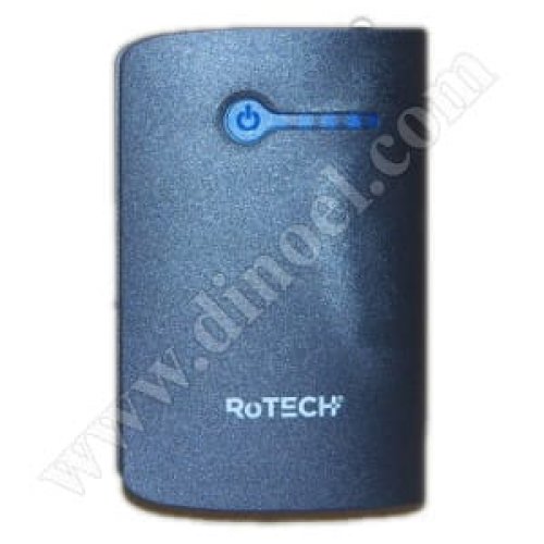 Външна батерия RoTech, 6000 mAh, 2x USB, Power Bank, Black
