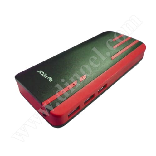 Външна батерия RoTech, 6000 mAh, 3x USB, Power Bank, Red