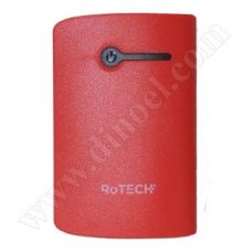 Външна батерия RoTech, 6000 mAh, 2x USB, Power Bank, Red