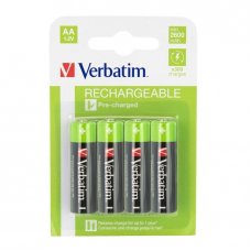 Батерии акумулаторни Verbatim, 1.2V, HR6, AA, Mignon, 2500mAh, 4бр.