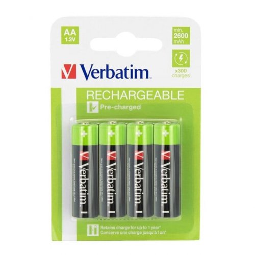 Батерии акумулаторни Verbatim, 1.2V, HR6, AA, Mignon, 2500mAh, 4бр.