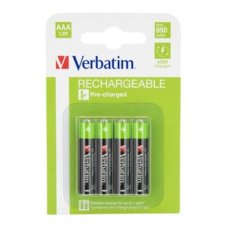 Батерии акумулаторни Verbatim, 1.2V, HR3, AAA, Micro, 950mAh, 4бр.