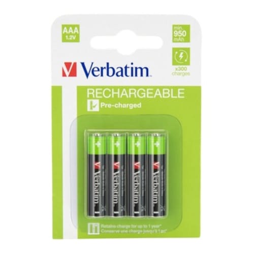Батерии акумулаторни Verbatim, 1.2V, HR3, AAA, Micro, 950mAh, 4бр.
