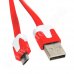 Кабел Omega, USB A(M) - USB micro-B(M), v.2.0, 1.0m, Flat, Red
