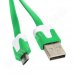 Кабел Omega, USB A(M) - USB micro-B(M), v.2.0, 1.0m, Flat, Green