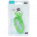 Кабел Omega, USB A(M) - USB micro-B(M), v.2.0, 1.0m, Flat, Green