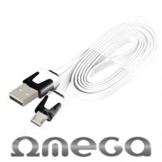 Кабел Omega, USB A(M) - USB micro-B(M), v.2.0, 1.0m, Flat, White