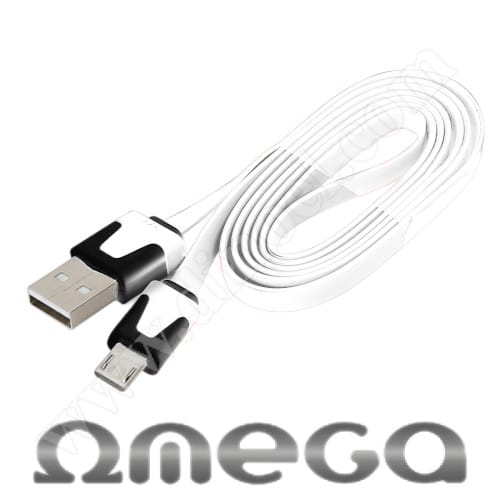Кабел Omega, USB A(M) - USB micro-B(M), v.2.0, 1.0m, Flat, White