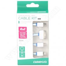 Комплект кабели Omega, USB v.2.0, 4 in 1: miniUSB, microUSB, 3GS, 4GS, Lightning