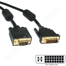Кабел с филтър RoTech, DVI-I(M) - VGA(M), Dual Link, 1.5m