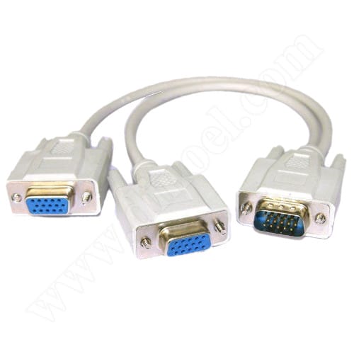 Разклонител RoTech, VGA(M) - VGA(F)x2, 0.25m