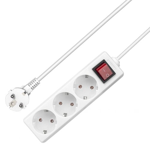 Разклонител Power Strip, 3 гнезда, шуко 220V, 16A, 3.0m, White