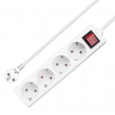 Разклонител Power Strip, 4 гнезда, шуко 220V, 16A, 1.0m, White