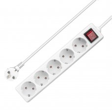 Разклонител Power Strip, 5 гнезда, шуко 220V, 16A, 1.0m, White