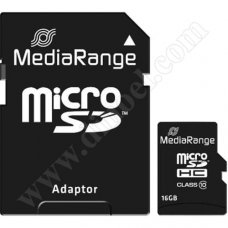 MediaRange, microSD,  16GB, Class 10, V10, карта памет, +SD адаптер