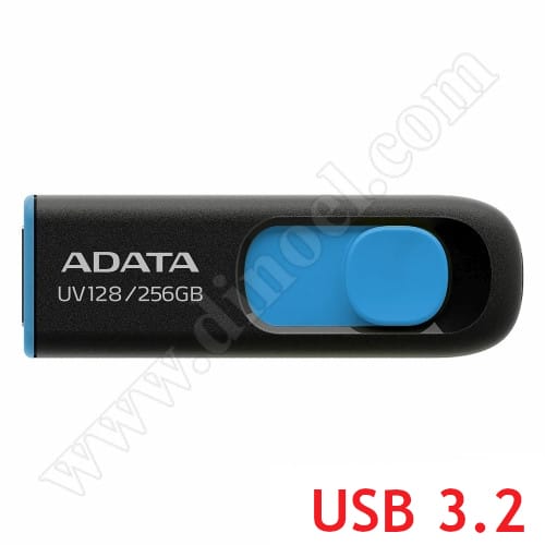 Adata, UV128, 256GB, USB 3.2, Flash Drive, Black + Blue