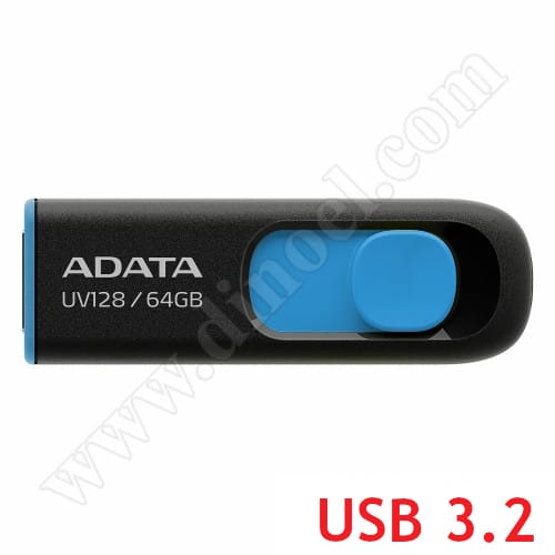 Adata, UV128,  64GB, USB 3.2, Flash Drive, Black + Blue