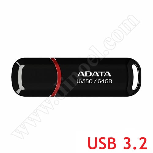 Adata, UV150,  64GB, USB 3.2, Flash Drive, Black + Red