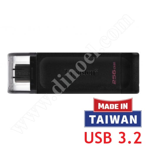 Kingston, DataTraveler, DT 70, 256GB, USB Type-C 3.2, Flash Drive, Black