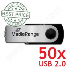 MediaRange,  16GB, MR910, USB 2.0, Flash Drive, Black-Silver, 50бр.