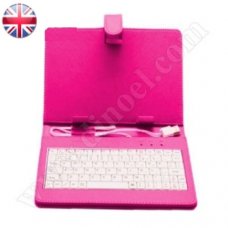 Клавиатура за таблет Stylus, MID07-002, 7", USB, microUSB, Pink-White
