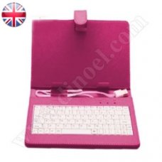 Клавиатура за таблет Stylus, MID07-P1011, 7", USB, microUSB, Pink-White
