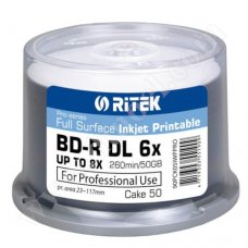 BD-R RiTEK, Professional, Inkjet Printable, DL, 50GB, 8X, Cake box 50бр.