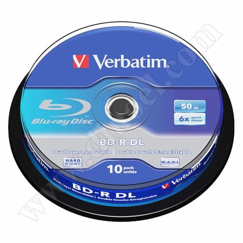 BD-R Verbatim, Hard Coat, DL, 50GB, 6X, Cake box 10бр. 