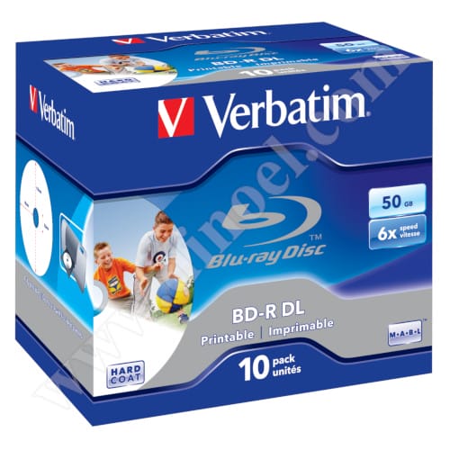 BD-R Verbatim, Inkjet Printable, Hard Coat, DL, 50GB, 6X, Jewel case 10бр.