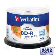 BD-R Verbatim, Inkjet Printable, Hard Coat, Life Series, 25GB, 6X, Cake box 50бр.