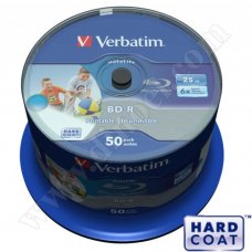 BD-R Verbatim, Inkjet Printable, Hard Coat, 25GB, 6X, Cake box 50бр. 