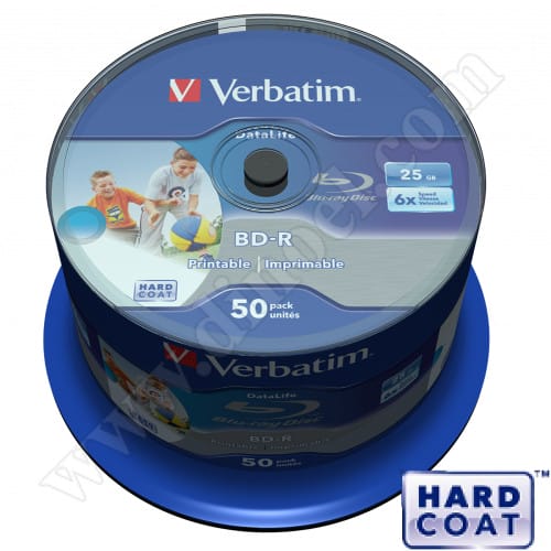 BD-R Verbatim, Inkjet Printable, Hard Coat, 25GB, 6X, Cake box 50бр. 